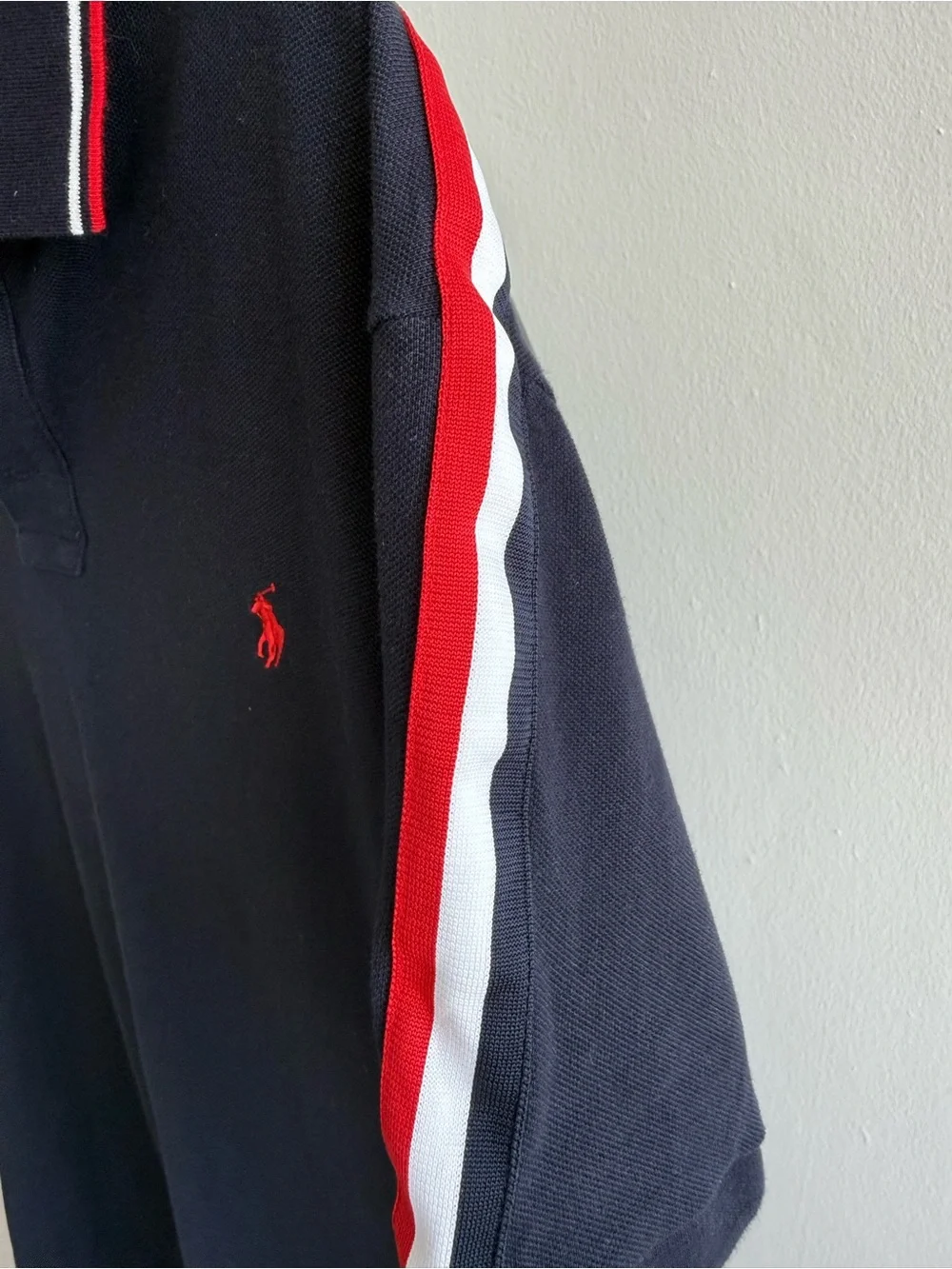 Ralph Lauren Navy Polo Shirt with Red & White Trim